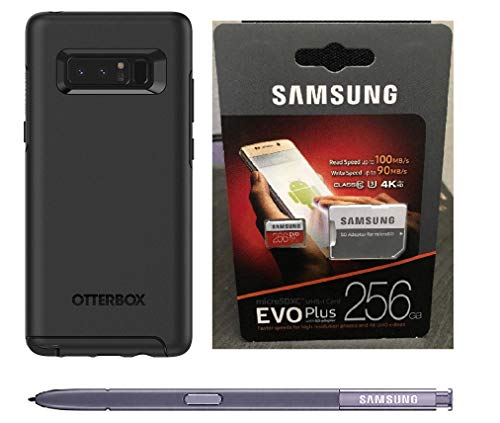 OtterBox Symmetry Series Case for Samsung Galaxy Note8 - Black - Samsung 256GB EVO Plus Class 10 UHS-I microSDXC U3 with Adapter - Samsung Note 8 Replacement Pen - Gray