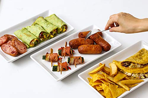 Porcelain Serving Platters Rectangular Trays for Party, Microwave And Dishwasher Safe Set of 4,12 inch