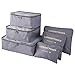 Pernulo Pack of 6 Packing Cubes-Compression Travel Luggage Organizer-Travel Clothe Storage Bag-Travel Mesh Pouch -Laundry Bag-Travel Packing Organizer-Clothing Sorting Package- Travel Shoe Bag (Gray)