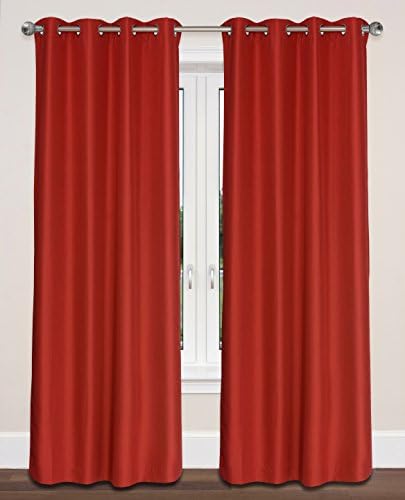 LJ Home Fashions Twilight Room Darkening 100% Privacy Faux Silk Look Grommet Curtain Panels (Set of 2) 54" W x 95" L (ea), Sunset Orange