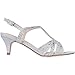 Sol Mia Wedding Shoes Comfortable Low Heel Dress Glitter Bridesmaid Prom Designer Slingback Sandals, Silver, 7 B(M)