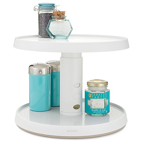 YouCopia Two-Tier Crazy Susan Kitchen Cabinet Turntable and Spice Organizer