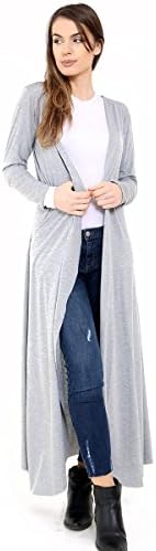 LCL-New Ladies Womens Open Panelled Long Sleeves Longline MAXI Boyfriend Cardigan Size 8-16 (XL-(16/18), Silver)