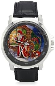 Personalized Gifts For Families Christmas Santa Claus &amp; Kids Unisex Leather Strap Watch