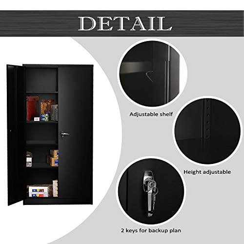 image for INTERGREAT Black Metal Storage Cabinet Locking Steel Storage Cabinet w