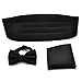 PenSee Mens Formal Solid Pre-tied Bow Tie & Pocket Square & Cummerbund Set
