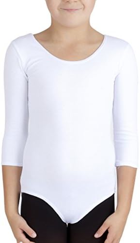 3/4 Children Girls Classic Body Outfit Leotard for ballet gimnastics dance DZ1 (Age 10 Years, white)