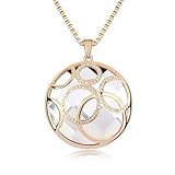Alvdis Fashion Jewelry Circles Stone Style Alloy Crystal Long Sweater Chain Pendant Necklace, 30