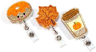 Fall Treats Badge Reel Gift Set-Badge Reel-Badge Holder-Pumpkin Spice Badge-Retractable Badge Holder-Glitter Badge Reel-Coffee Badge Holder-Fall Badge Reel-Swivel Badge-Nurse Badge Reel (Set of 3)