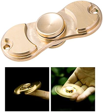 DYQWT Hand Fidget Spinner Pure Brass Mental EDC Focus Toy for Kids and Adults Perfect for Relieving ADHD, Anxiety, Stress and Boredom (Gold)