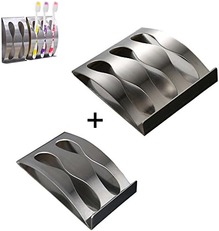 Wenkoni(2Hole+3Hole) Bathroom Stainless Steel Self/Adhesive Wall Mount Toothbrush Holder Razor Stand.