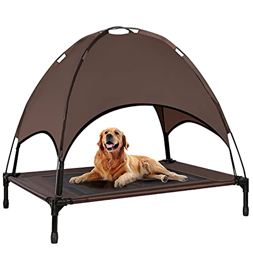 Niubya Outdoor Dog Bed with Canopy, Elevated Dog Bed with Removable
