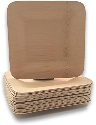 Bamboo Disposable Plates | 25 Pack of 7" Square | Compostable &amp; Biodegradable Tableware | 100% Bamboo | Wedding, Party Planning or Sustainable Living Ebook Included