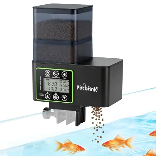 Petbank Fish Food Dispenser 230/510mL, Automatic Fish Dispenser with Timer, USB Rechargeable Aquarium Food Dispensers, LCD Display - Aquarium Food Dispensers