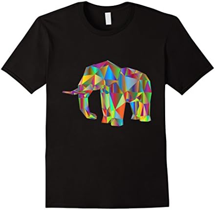 Mens Trippy Psychedelic Rainbow Elephant T-Shirt Small Black
