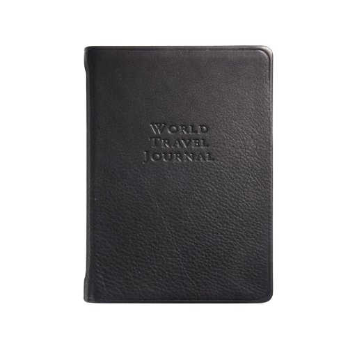 World Travel Journal, Genuine Calfskin Leather, 6", Black