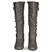 Twisted Women's Faux Leather Slouchy Buckle Strap Mid Calf Boots - VAN0109 GREY, Size 10