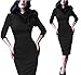Women's 1950s Retro 3/4 Sleeve Bow Cocktail Party Evening Dress Work Pencil Dress Black XX-Large