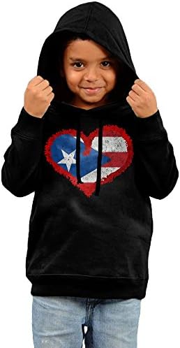 Heart Flag Puerto Rican Lover Unisex Little Boys' Girls' Long-sleeve Cotton Pullover Maverick Kids Hoodies Sweatshirts