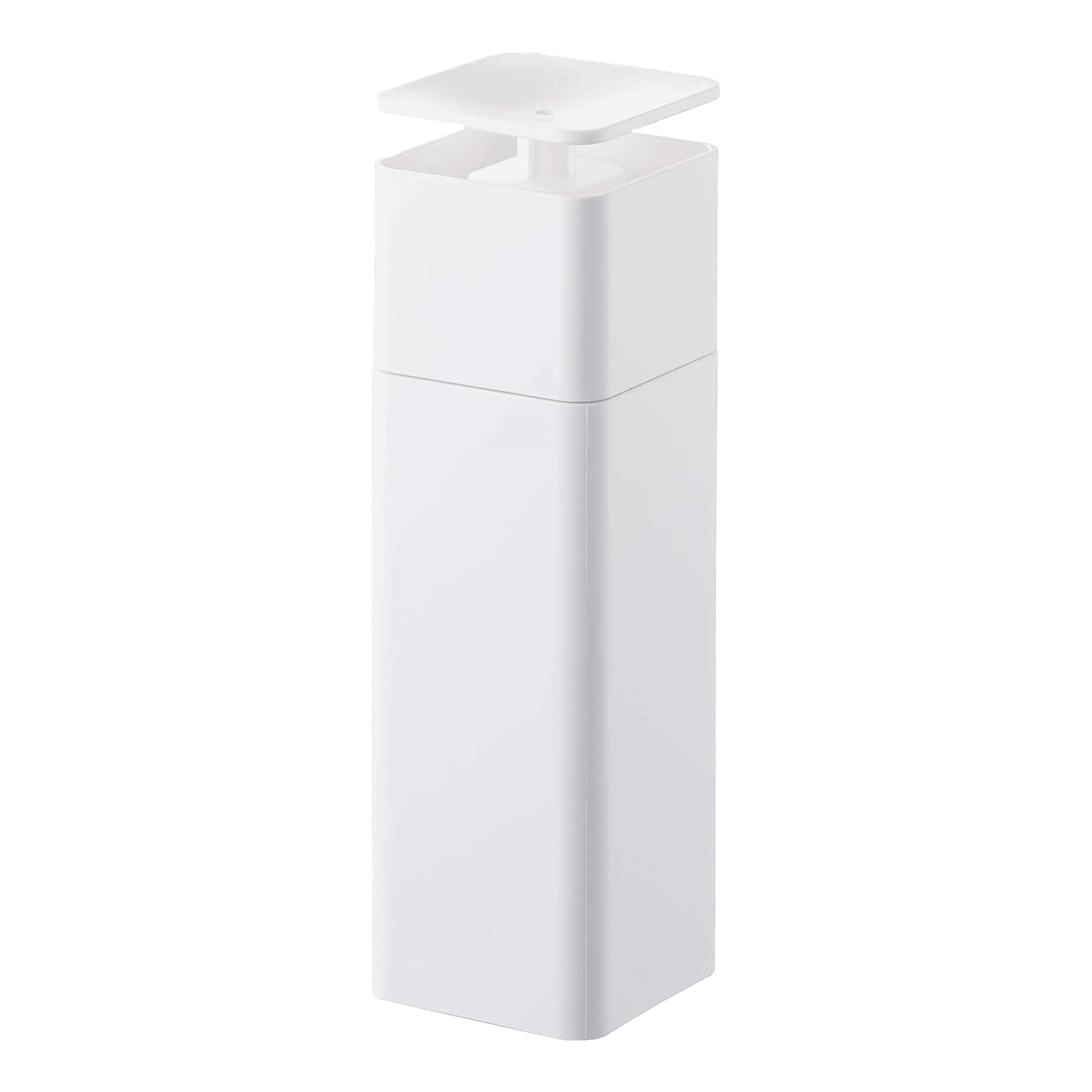 Yamazaki 5213 TOWER Push Soap Dispenser, white, PETG Resin/Polypropylene/Polyethylene/Silicone, Minimalist, 5.5 x 5.5 x 18.5 cm