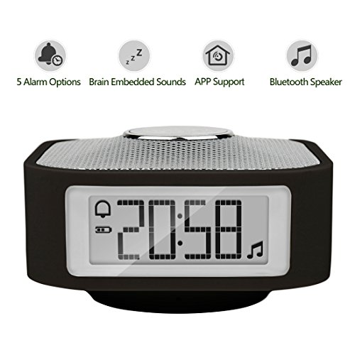 Portable Alarm Clock with Bluetooth Speaker, Digital Travel Clock with USB Charging Port for Heavy Sleepers,Black