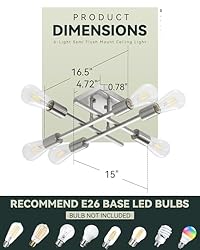 Youroke 6-Light Semi Flush Mount Ceiling Light