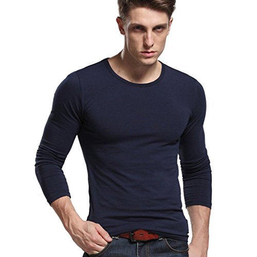 Xudian long sleeves men t-shirt crew-neck, size us x-small, navy …