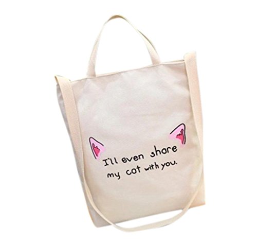 Ladies Cross Body Shoulder Bag Handbags Large Capacity Canvas Bags White for Women TOPUNDER A