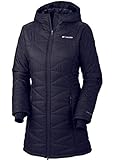 COLUMBIA WOMEN'S MORNING LIGHT OMNI HEAT LONG JACKET COAT PUFFER, NAVY INDIGO