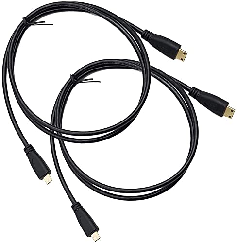 LiKuCo 2Pack Micro HDMI Male Type D to Mini HDMI Male Type C Connector Adapter Cable Cord (3.3Feet)