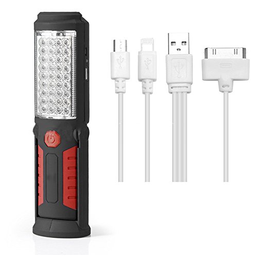 Vinmax LED Work Light Rechargeable-Cordless COB LED Flashlight Work Light Lamp Magnetic Clip Support Stand with Swivel Hook High Brightness for Camping Household Workshop Car Repair Emergency