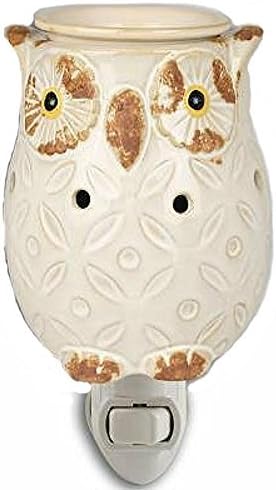 Cream Distressed Owl Ceramic Stoneware Plug-in Outlet Wax and Oil Warmer by Boulevard