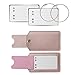 COCASES 2 Pack Luggage Tags Travel Tags Bussiness Card Holder with Name ID Card Privacy Covers Steel Loops - Rose Gold