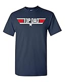Top Dad Father's Day Adult T-Shirt Tee (Medium, Navy)