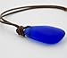 Handmade Cobalt blue Leather Sea Glass Necklace, Sea Glass Jewelry, Leather Jewelry, Men's Leather Necklace, Women's Leather Necklace