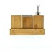 Bamboo Vanity Caddy Bath Countertop Organizer Set - Soap Pump - Toothbrush Holder - Stainless Steel Finish - Removable Ceramic Interior - Hand Made Modern Luxury Decor by Maxtir (Bamboo, 4-Piece)