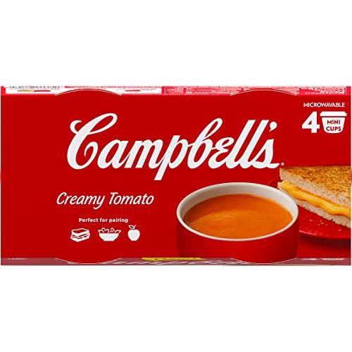CAMPBELL’S CREAMY TOMATO SOUP, 7 OUNCE MICROWAVABLE CUP (PACK OF 4)
