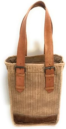 Aztec Shiva Quilted Sturdy Canvas Goat Skin Tote Market Bag with Leather Handles Fair Trade