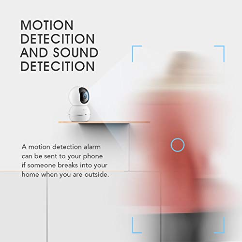 konke Wireless IP Camera, Konke 1080P HD WiFi Smart Home PTZ Security Camera with Cloud Storage, Two-Way Audio, Motion Detection, Night Vision, White