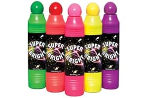 Dab-O-Ink Super Bright 5-Piece Neon Bingo Marker Set - Chisel Tip, Clear Bottle with Fluorescent Ink