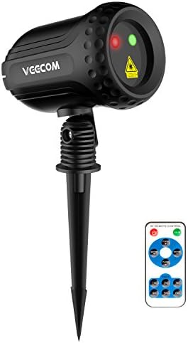 Christmas Laser Lights VEECOM Outdoor Waterproof laser lights projector with Remote Control, RG Starry Laser Light Show for Xmas Holidy Party Garden Landscape Decoration (Black)