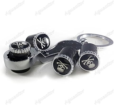 Aguetaor - Anti Theft Carbon Fiber Car Wheel Tyre Valve Stem Dust Caps Skull Skeleton Carbo