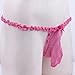 Freebily Men's Lace Thongs G String Sissy Pouch Panties Sheer Mesh Underwear Lingerie Hot Pink Medium (waistline 29.0-43.0