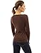PattyBoutik Women Notch Neck Buttons Trim Blouse Top (Dark Brown Medium)