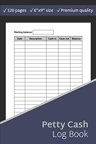 Petty Cash Log Book: Column Payment Tracking Receipt Book 120 Page - 6"x9"(15.2 x 22.9 cm)