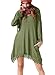 Invug Women Casual Soft Long Sleeve Pockets Lace Stretchy Swing T-Shirt Dress Army Green XL