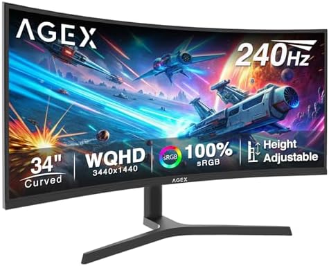 Z-Edge AGEX 34 Zoll 240Hz Curved Gaming Monitor 3440x1440 VA DP1.4 HDMI2.1