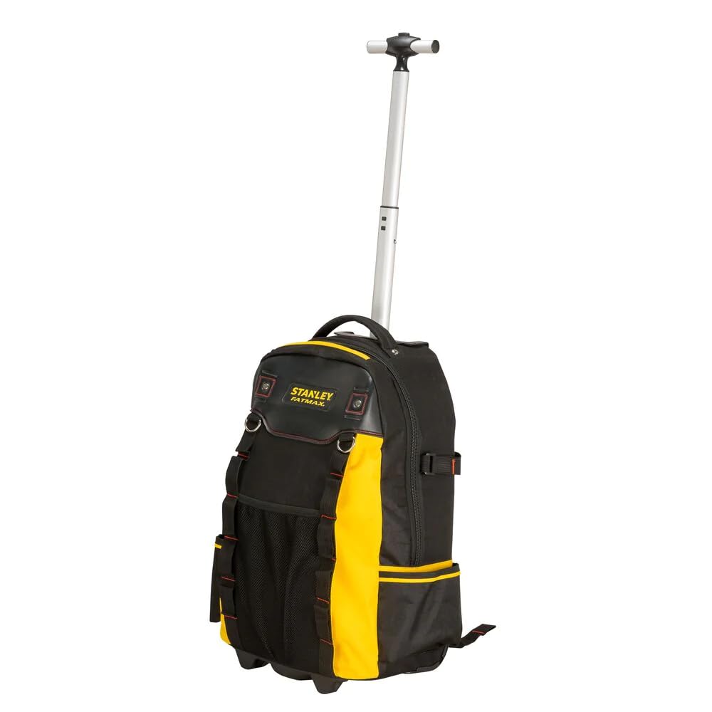 Stanley Fatmax Sac à Dos Porte-Outils à Roulettes - Nylon Ultra Résistant 600 Deniers - Multipoches - Double Fermeture Zip - Roues Robustes et Maniables - Poignée Télescopique 1-79-215