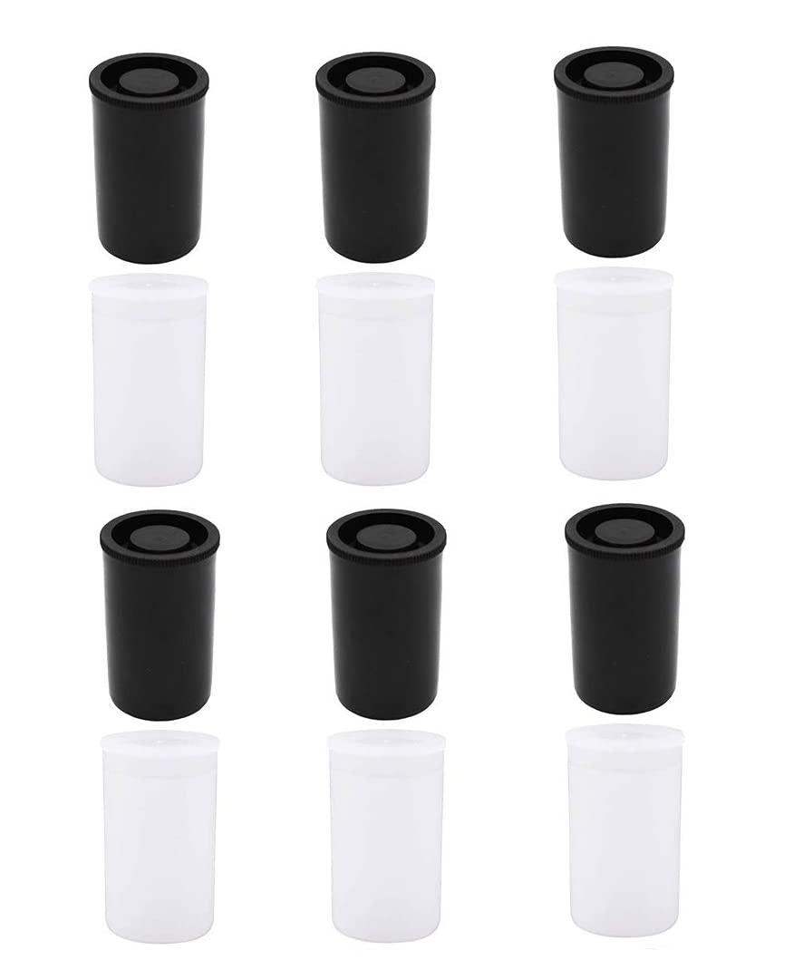 KAIAIWLUO Film Canister,12 PCS 35mm Camera Film Cannisters with Lids Film Container Plastic Camera Reel Containers Mini Storage Case Containers for Scientific Activity Small Accessories Black White