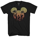 Disney Mickey Mouse Donald Duck Goofy Sunset Disneyland World Funny Mens Adult Graphic Tee T-shirt (Large, Black)
